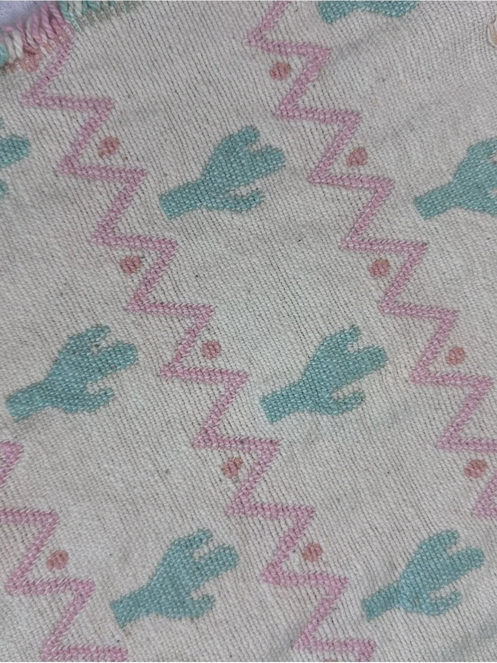 Cactus Pattern Woven reversible placemats and napkin set - Mint & Green
